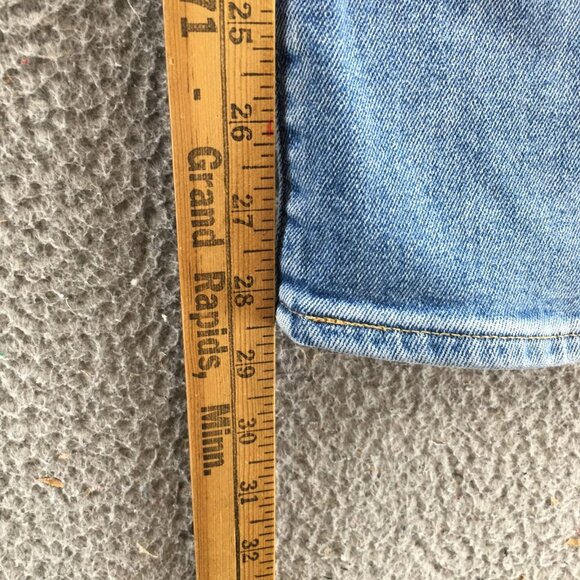 Women's Blue Denim Button Front Cotton Blend Zipper Placket - Picture 8 of 14